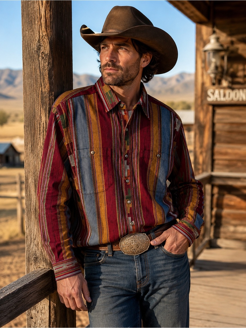 The Territory Ahead Men's Western Stripe Button-Up Shirt